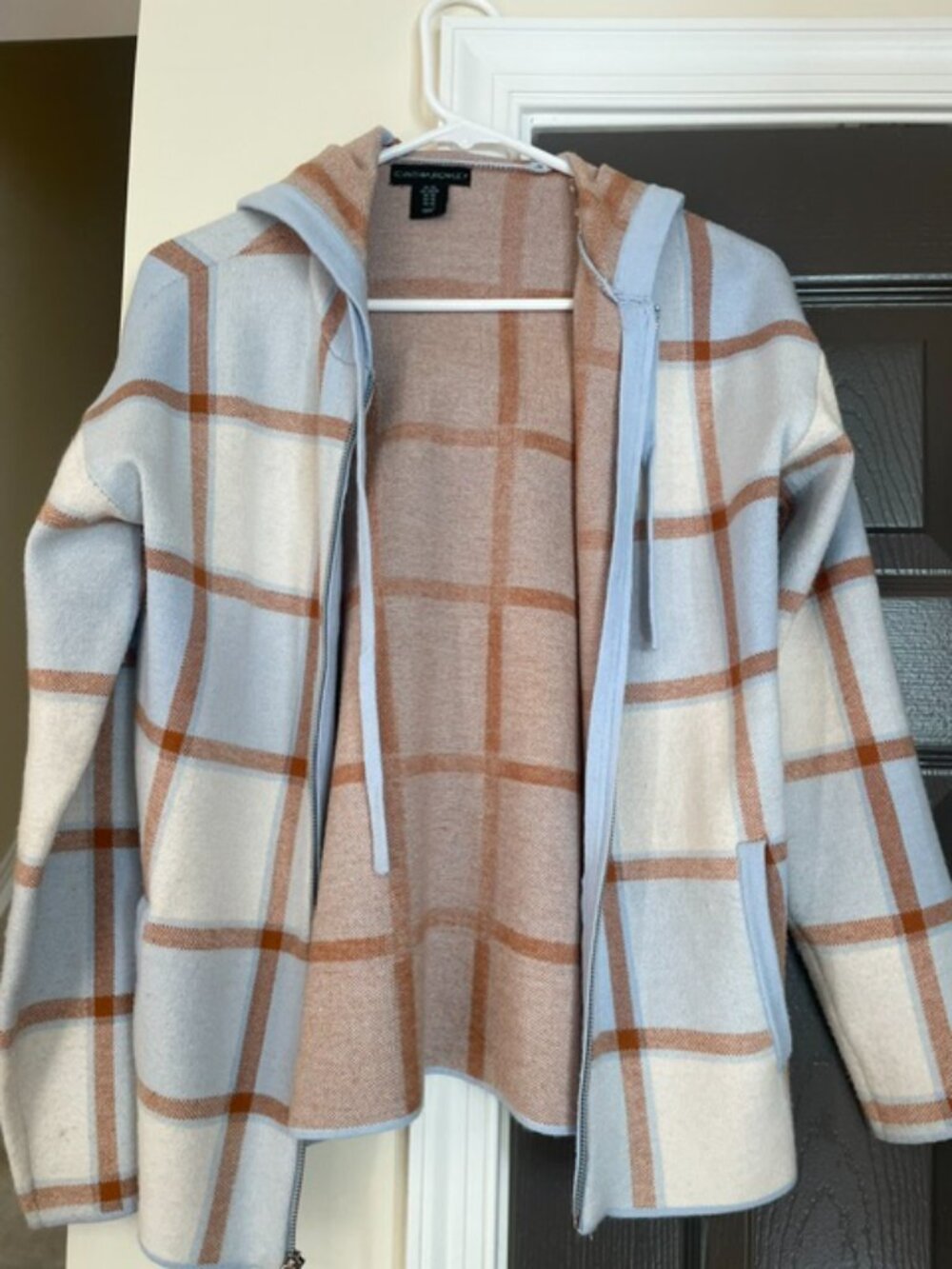 Cynthia Rowley hooded plaid jacket